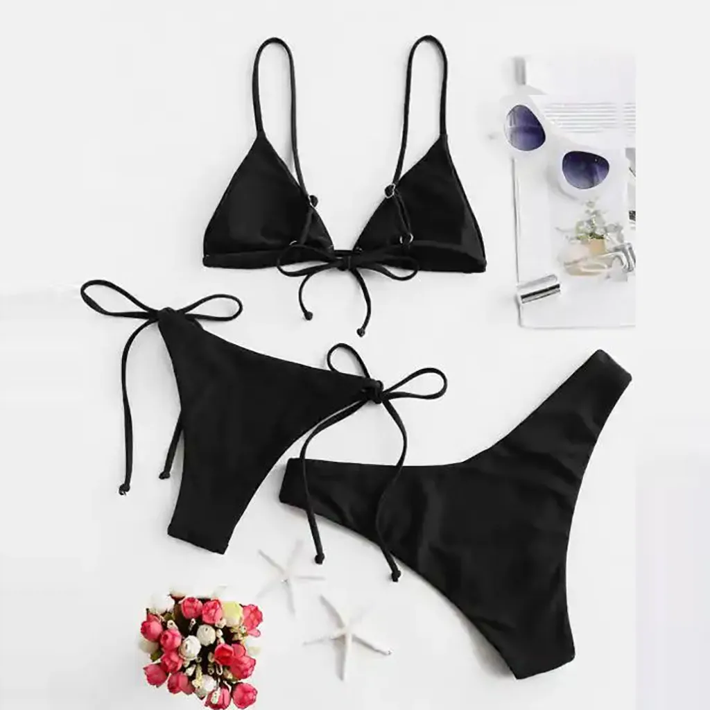 

2020 Summer Fashion Sexy Women Bikini Set Flower Print Swimsuit Strap Filled Bra Swimwear Women Beach wear Thong Micro Bikinis