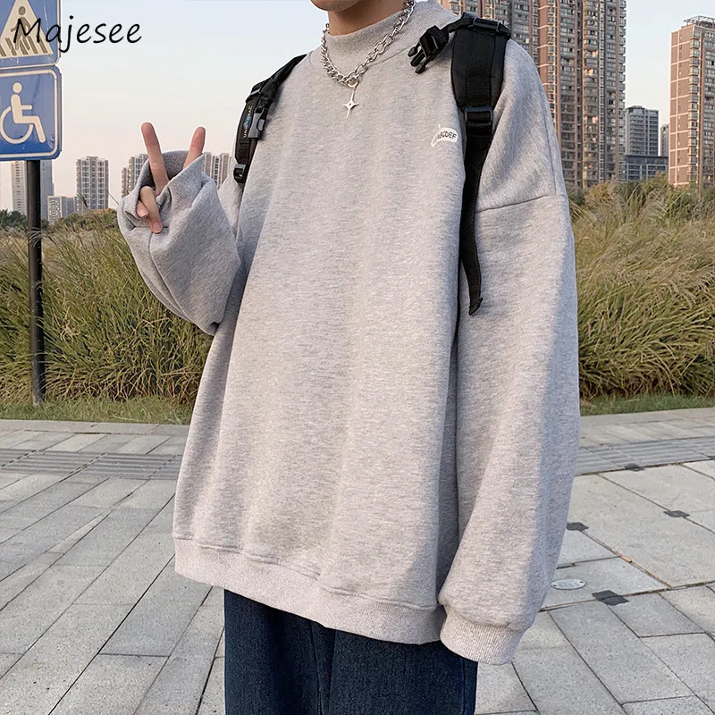 

Мужские толстовки без капюшона, бархатные теплые толстовки, мешковатые, для подростков, шикарная уличная одежда унисекс, дизайн Харадзюку, ...