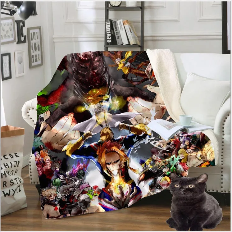

3D Print Anime My Hero Academia Blanket Midoriya Izuku Fleece Travel Quilt Sofa Keep Warm Throw Plush Blankets Bedspread