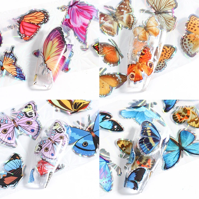 

Nails Art Decals Butterfly Nail Foils 10pcs DIY Design Holographic Stickers Manicure 3D Decoration Decals Sliders Transfer Paper