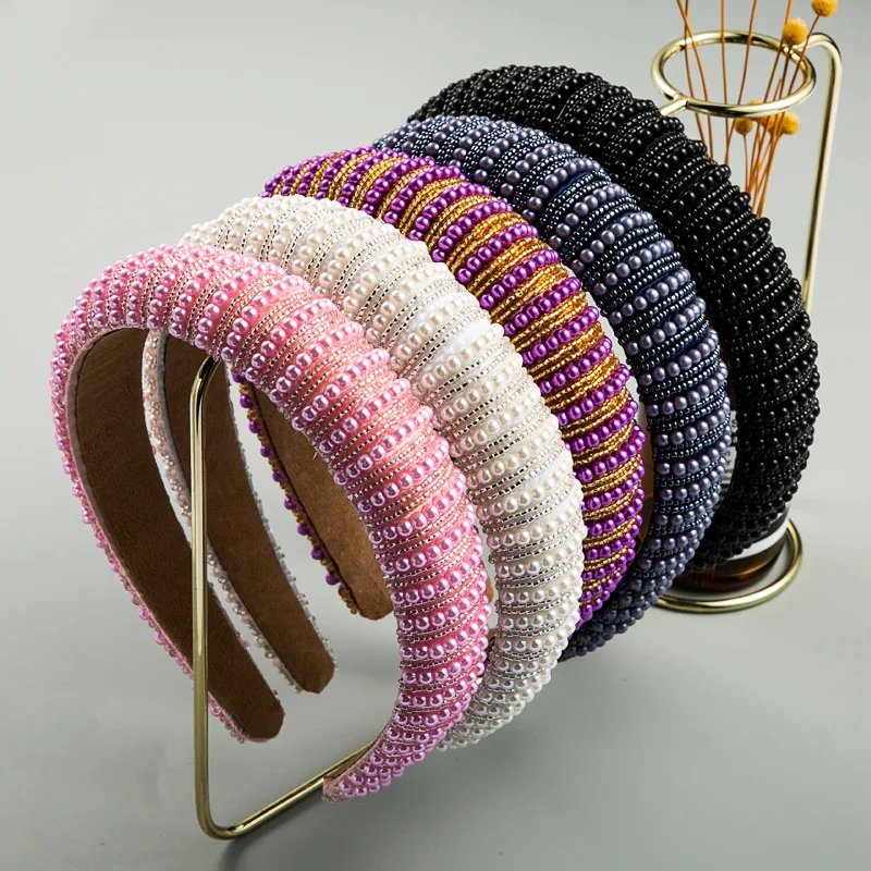 

Glass Sponge Women Crystal Thick Hairbands Accessories Headband Head Hoop Band Rhinestone