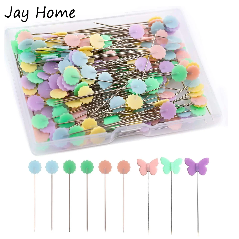 

200PCS Sewing Pins Flat Head Straight Pins with Butterfly & Flower Heads Quilting Pins for Sewing Project and DIY Decoration