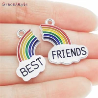 10pcs rainbow charms for jewelry making best friend chain necklace 4pair earrings 2pcs necklace pendants friend birthday gift