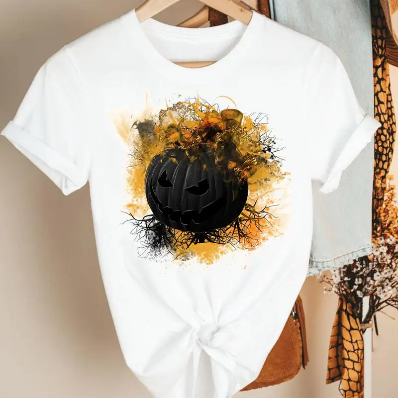 

Cartoon Kawaii Clothes Print Tshirt Female Graphic T-shirts Women Cat Pumpkin 90s Halloween Fall Autumn Thanksgiving Tees Tops