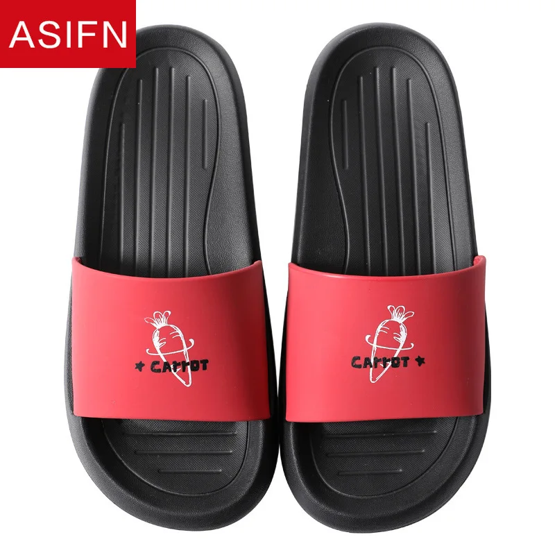 

ASIFN Slippers Women Summer Ins Cute Cartoon Carrot Couple Home Bathing Non-slip Indoor Slippers Flip Flops Platform Women Shoes