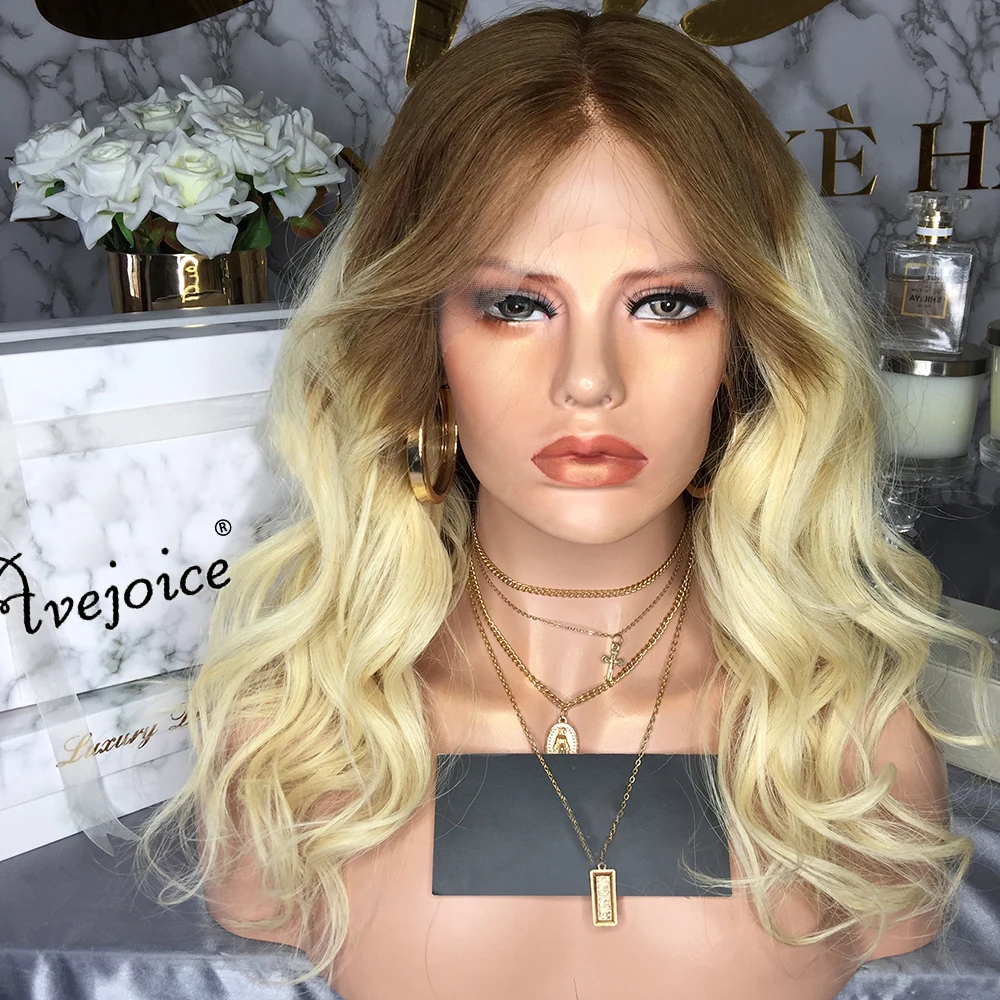 AVEJOICE смешанный блонд Омбре #613 человеческие волосы кружевной передний парик