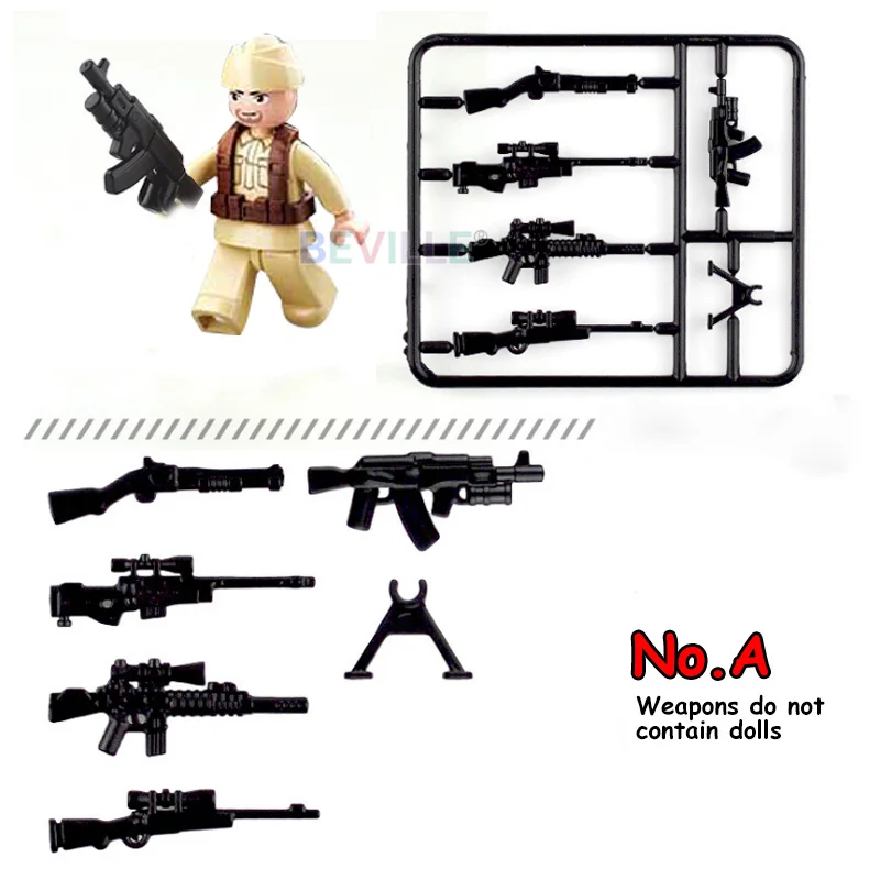 Мини военный спецназ оружие пистолет аксессуары строительные блоки снайперская