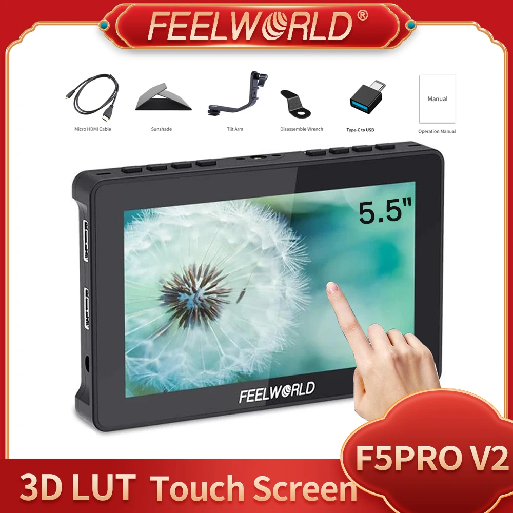 Монитор для камеры FEELWORLD F5 Pro V2 с сенсорным экраном 5 дюйма Full HD 1920x108 - купить по