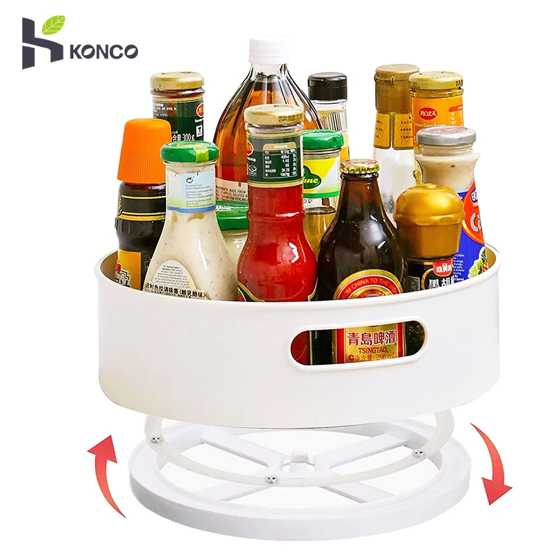 

Konco 360 Rotating Tray Kitchen Storage Racks,Multi-Functional Spice Rack for Kitchen Storage,Revolving Condiment Holder
