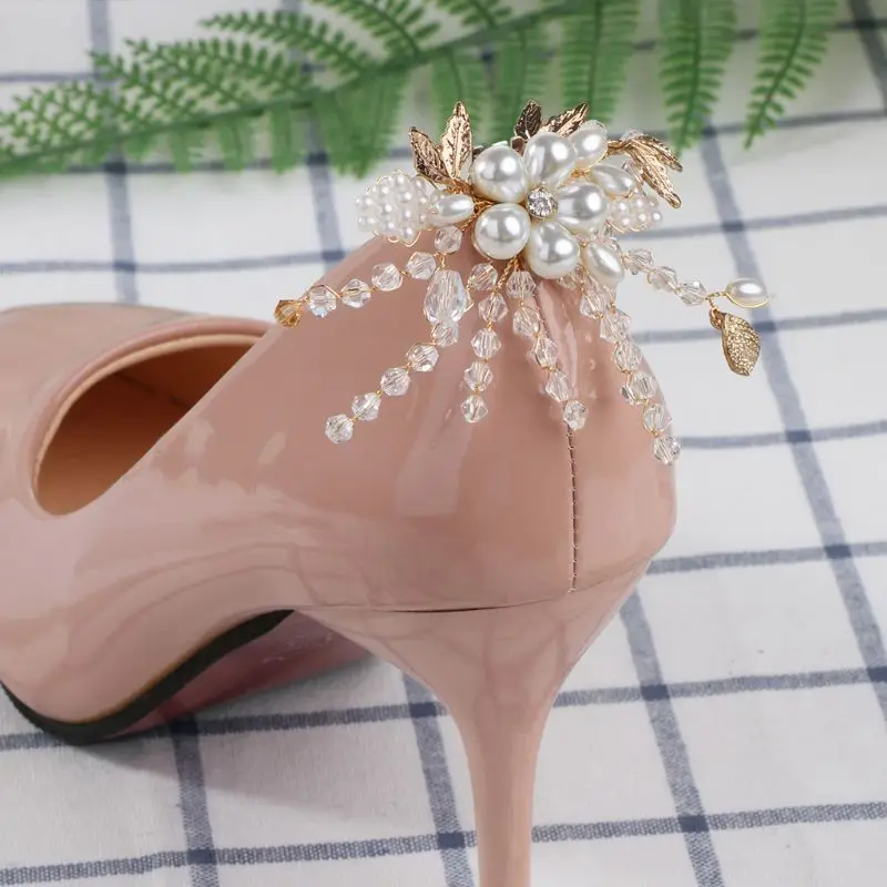 

Shoe Clip Crystal Pearls High Heel Decoration Beads Floral Charms DIY Shoes Women Lady Elegant Fashion Buckle Removable Clips