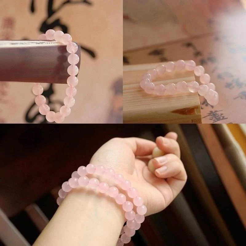 8 мм натуральный темно-розовый кристалл круглые бусины браслет подарок для