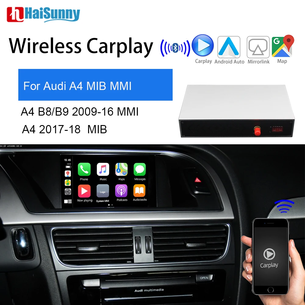 

HaiSunny Wireless Carplay Support Smart Multimedia GPS Navigation Adapter Reverse Mirror Android Auto Car Play For Audi A4 B8 B9