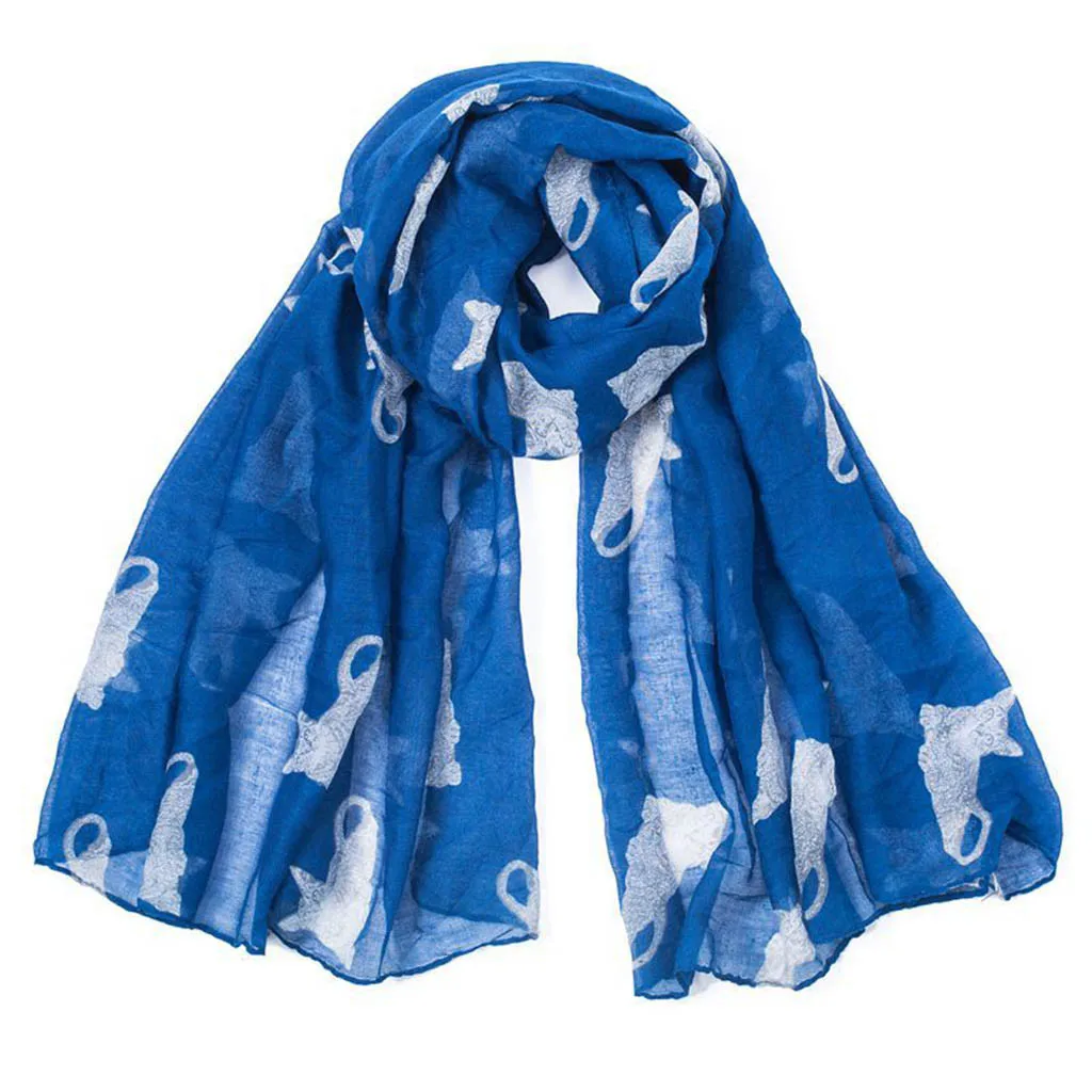 Зимний Женский теплый модный милый Шарф с мультяшным рисунком кота накидка шаль