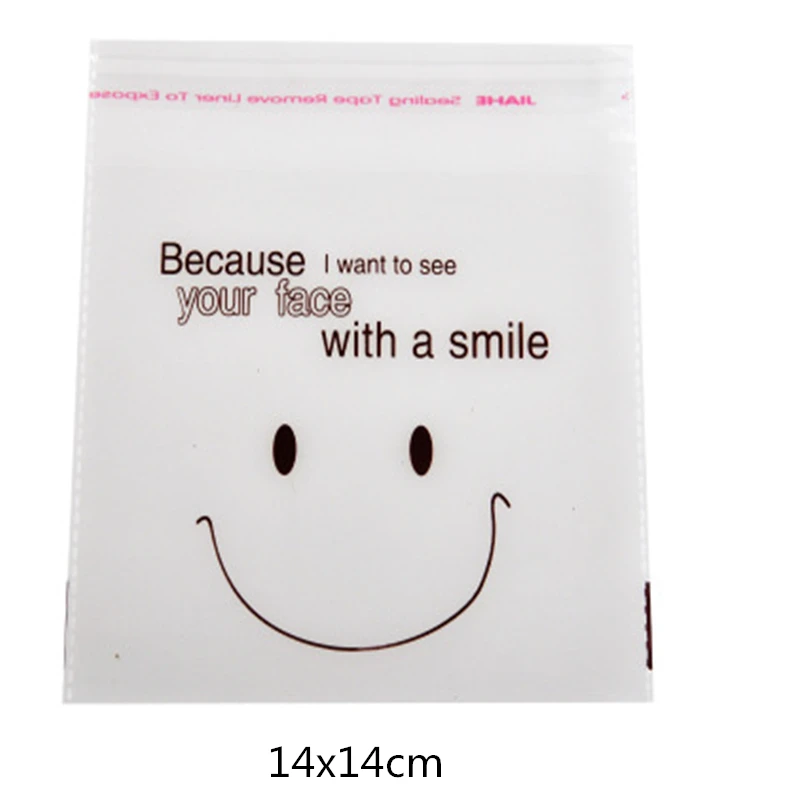 Пластиковый прозрачный целлофановый пакет для леденцов smile упаковочный выпечки 3