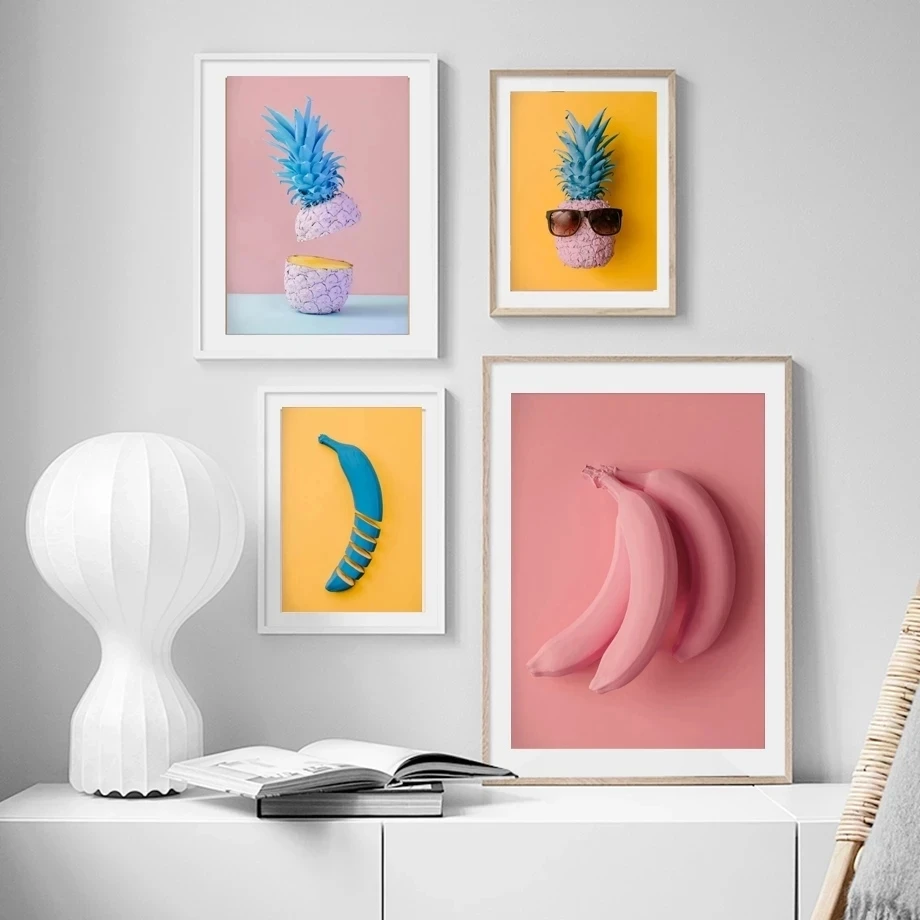 

Nordic Fruit Picture food and Plants Wall Art Flower Pineapple Cactus Pineapple Banana Home PosterPrint Canvas Painting Decor