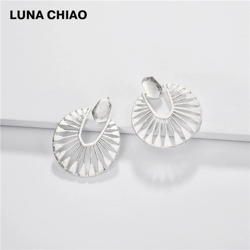 Серьги подвески LUNA CHIAO круглые сережки с золотым и серебряным покрытием