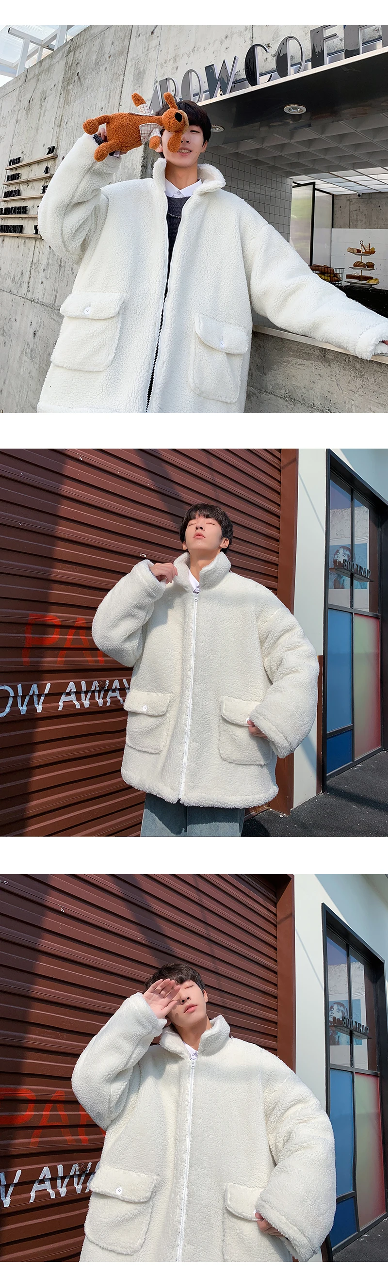 Winter Lamb Fur Jacket Men's Warm Thick Parka Men Fashion Solid Color Casual Coat Man Loose Cotton Jacket Male Clothes Overcoat