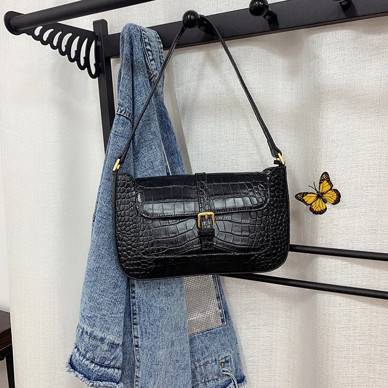 Classic fashion ladies handbag casual women Baguette bag brand style shoulder bags ALLIGATOR cowhide split leather
