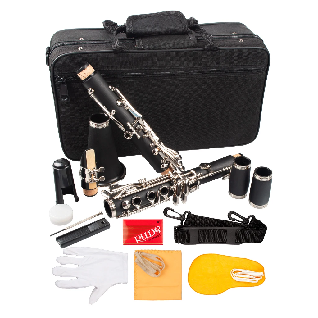 Naomi Professional Falling Tune B 17 ключ кларнет ABS Комплект для кларнета W/кларнет+ тростники+ ремень+ чехол+ компоненты для студента черный
