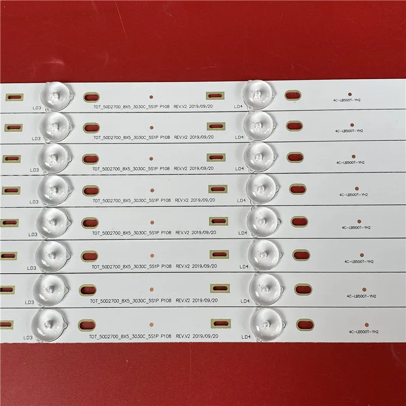 8PCS LED Backlight strip lamp For TCL L50F3800A led 4C-LB500T-YH2 TOT-50D2700-8X5-3030C-5S1P | Лампы и освещение