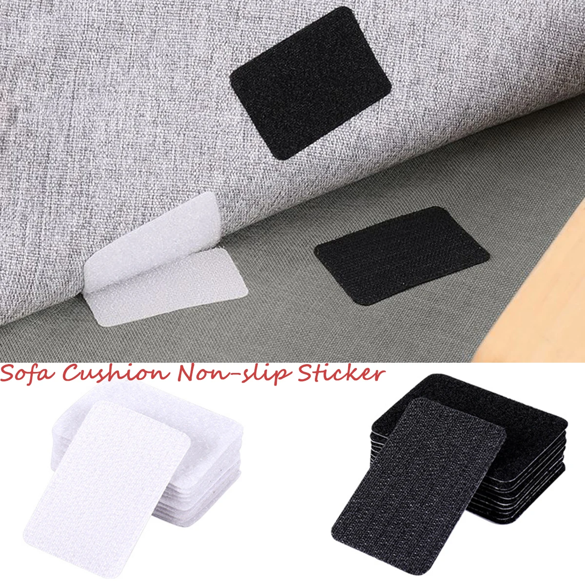 5Pairs Anti Curling Non-slip Magic Sticker Self Adhesive Tape Rug Gripper Hook&ampLoop Fastener Sofa Carpet Sheets Secure in Place | Дом и сад