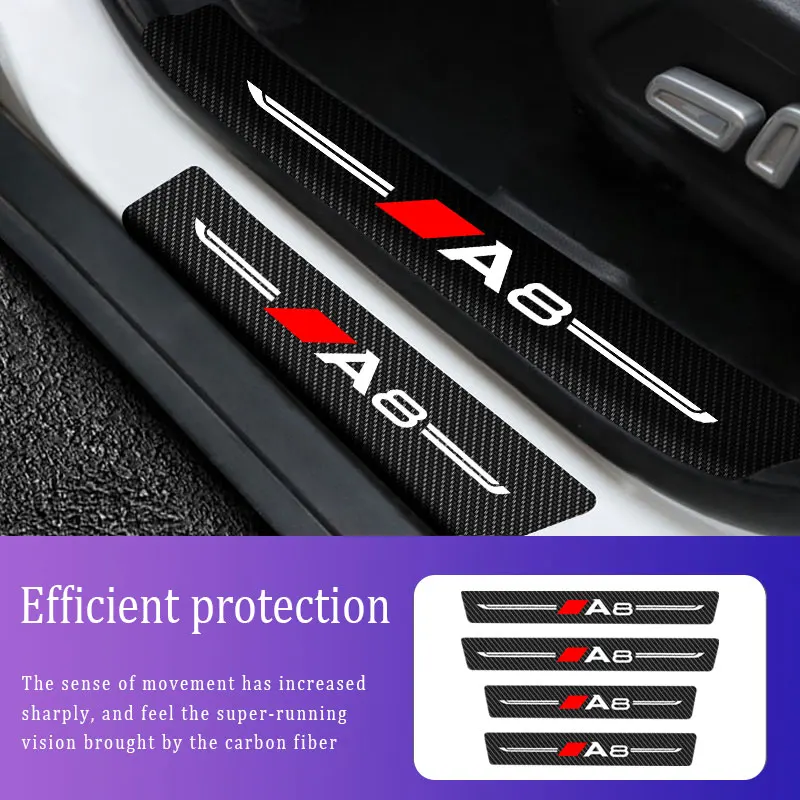 

Car Door Threshold Scuff Plate Carbon Fiber Sill Protector Stickers For Audi A8 2008-2010 2012-2020 2021 Anti Scratch Stickers