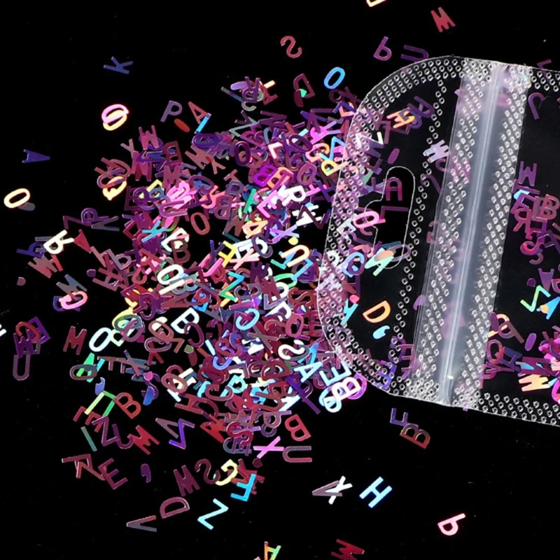 

12 Colors Alphabet Holographic Laser- Letters Chunky Glitter Epoxy Resin Festival Chunky Letters Mixed Sequins 2g Per