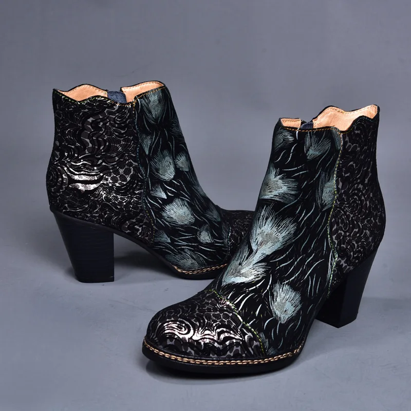 Johnature/ботинки на высоком каблуке из натуральной кожи Новинка 2020 года Осенняя