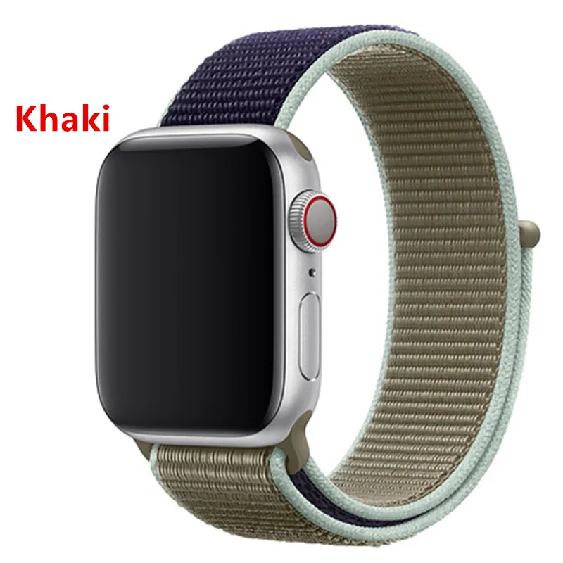 Нейлоновый ремешок для apple watch 5 4 полосным 44 мм/40 мм в едином положении во время занятий легкой атлетикой, apple watch 42mm 38 мм и нержавеющая сталь металлический корпус наручных часов iwatch серии 5/4/3/2 разноцветный коннектор ремешок для часов - Цвет ремешка: Khaki 6 new