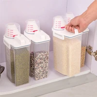 big 2l plastic cereal dispenser storage box kitchen food grain rice container with dispensing mouth bottle case for food seeds
