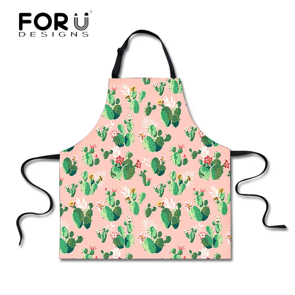 

Фартук FORUDESIGNS с мультяшным принтом кактуса для женщин, женский фартук для дома, кухни, бара, официанта, ресторана, шеф-повара, полиэстеровый ф...