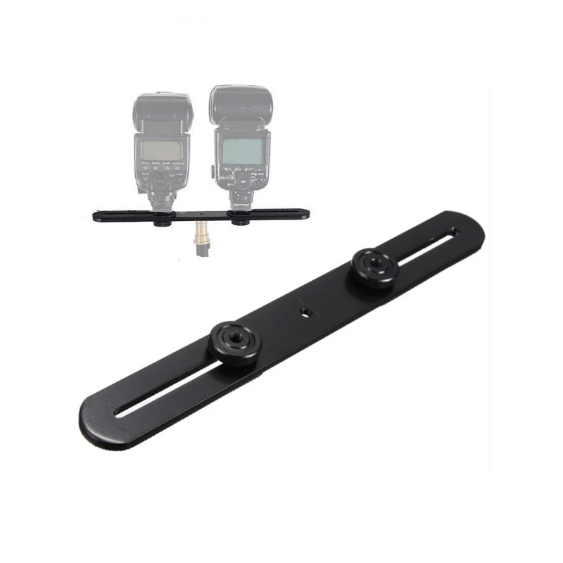 

Universal Dual Flash Bracket Holder With 2 Adapter Screws For 1/4'' Screw Hole Studio Tripod Light Stand Digital SLR Camera