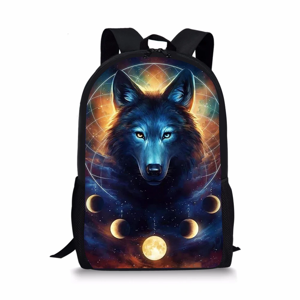 HaoYun Fashion Children's Backpack Cartoon Fantasy Wolf Pattern Toddler Kids School Book Bags Animal Women's Travel Backpack