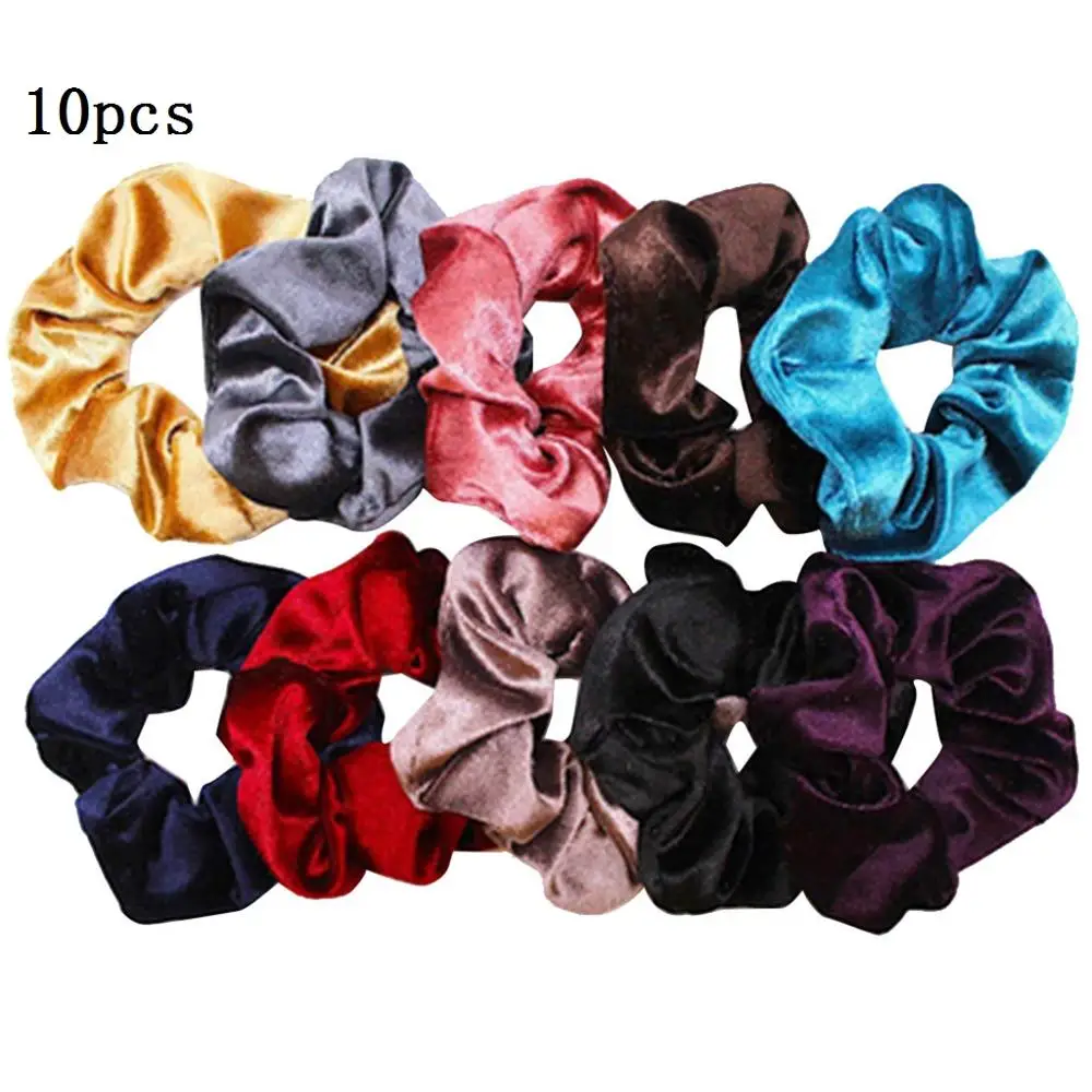 10pcs 1 28 шт., одноцветная шелковая атласная лента для волос Ligas Para Cabello Chouchou Cheveux Femme, инструменты для укладки волос, косички для волос - Цвет: 10pcs 1