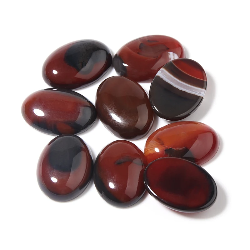 

10pcs/Lot Crimson Agate 10*14/13*18/18*25mm Natural Stone Interface Cabochon Loose Beads For DIY Handmade Necklace Jewelry