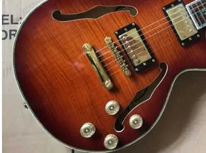 

Китайская фабрика по производству гитар custom shop F отверстие корпуса полый корпус электрическая гитара фингерборд цветной цветок лоза инкрус...