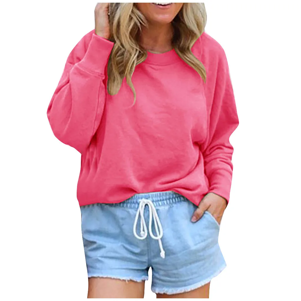 

JAYCOSIN Women Round Neck Long Sleeve Sweatshirt Woman Girls High Street Fashion Hip Hop Blouse Crop Top sweatshirt women oversi