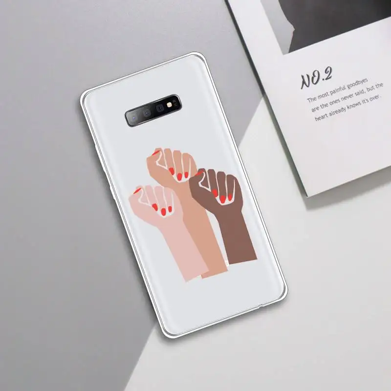 

Minimal Girl Power Feminist Aesthetics luxury Phone Case Transparent For Samsung Galaxy A 71 21s S note 8 9 10 plus 20 ultra
