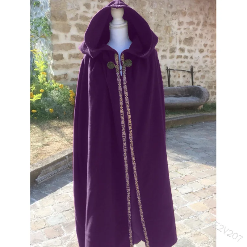 Бархатная накидка для взрослых на Хэллоуин средневековый костюм с капюшоном