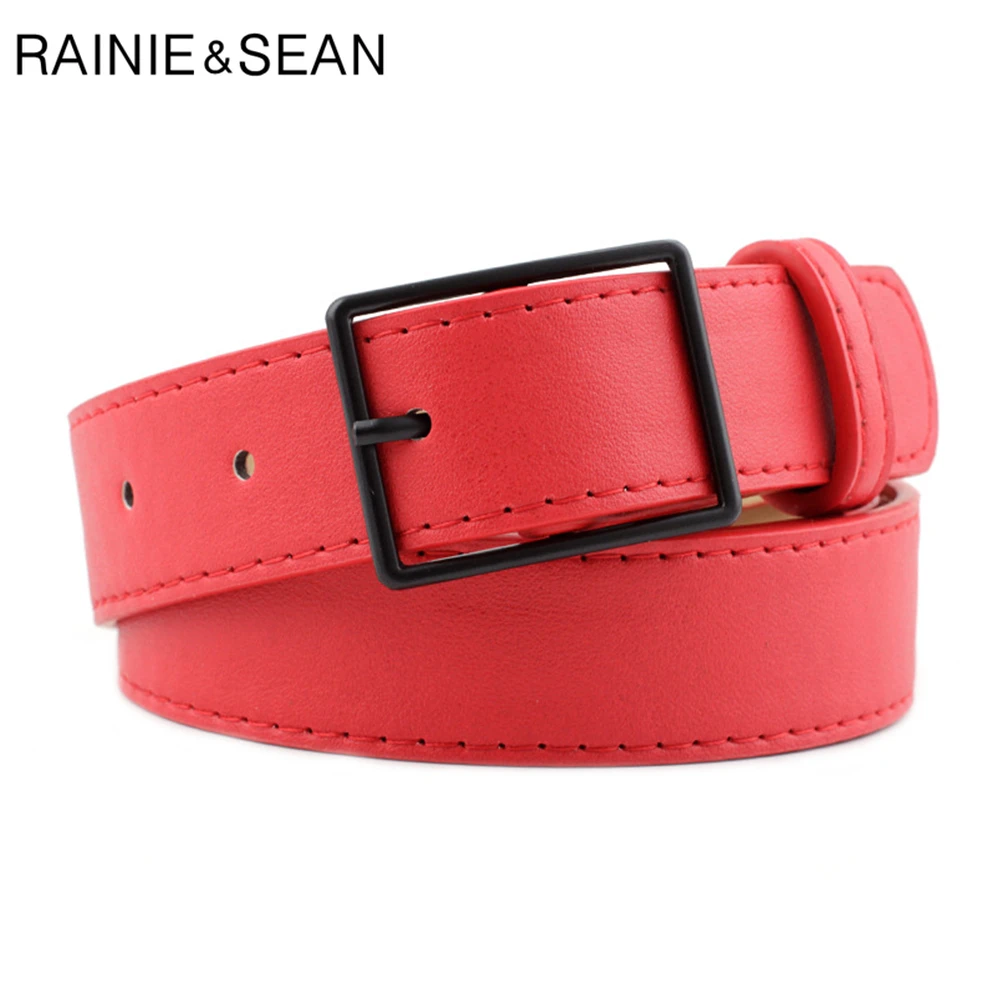 

Red Waist Belt for Trousers Pin Buckle Women Belt Solid Black Coffee Red Camel Ladies Accessories Belts 105cm