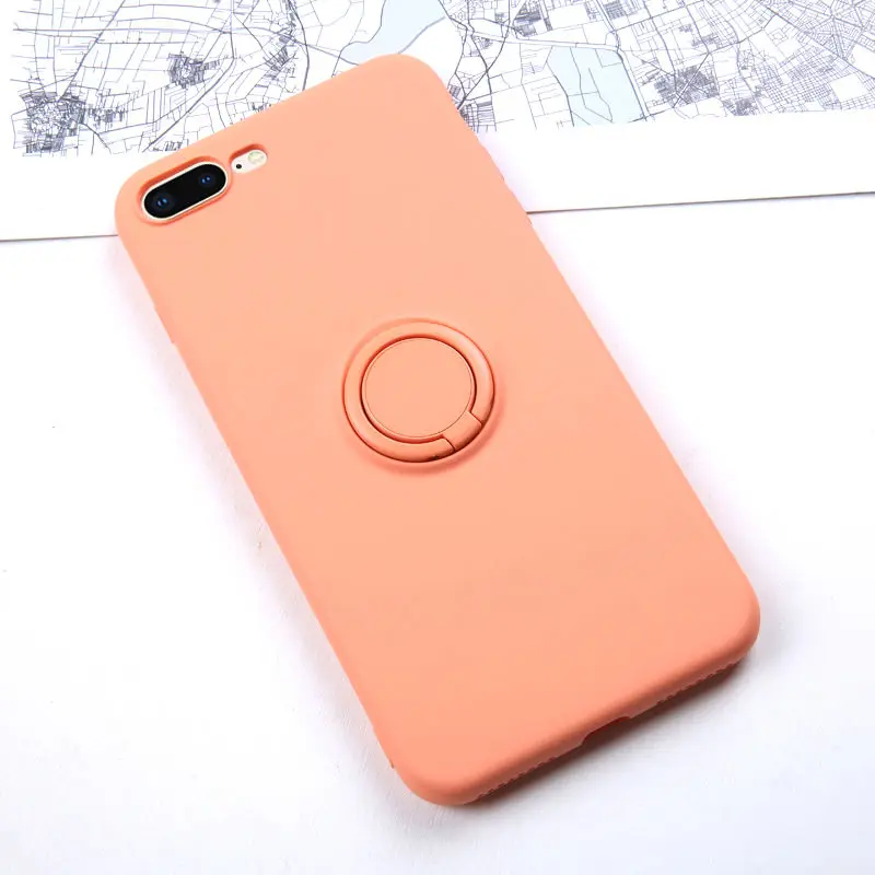 Orange Мягкий силиконовый чехол для iPhone XR 11 Pro 6S XS Max XS X R 7 8 6 кольцо держатель подставка противоударный силиконовый чехол для iPhone iPhone11 - Цвет: Orange