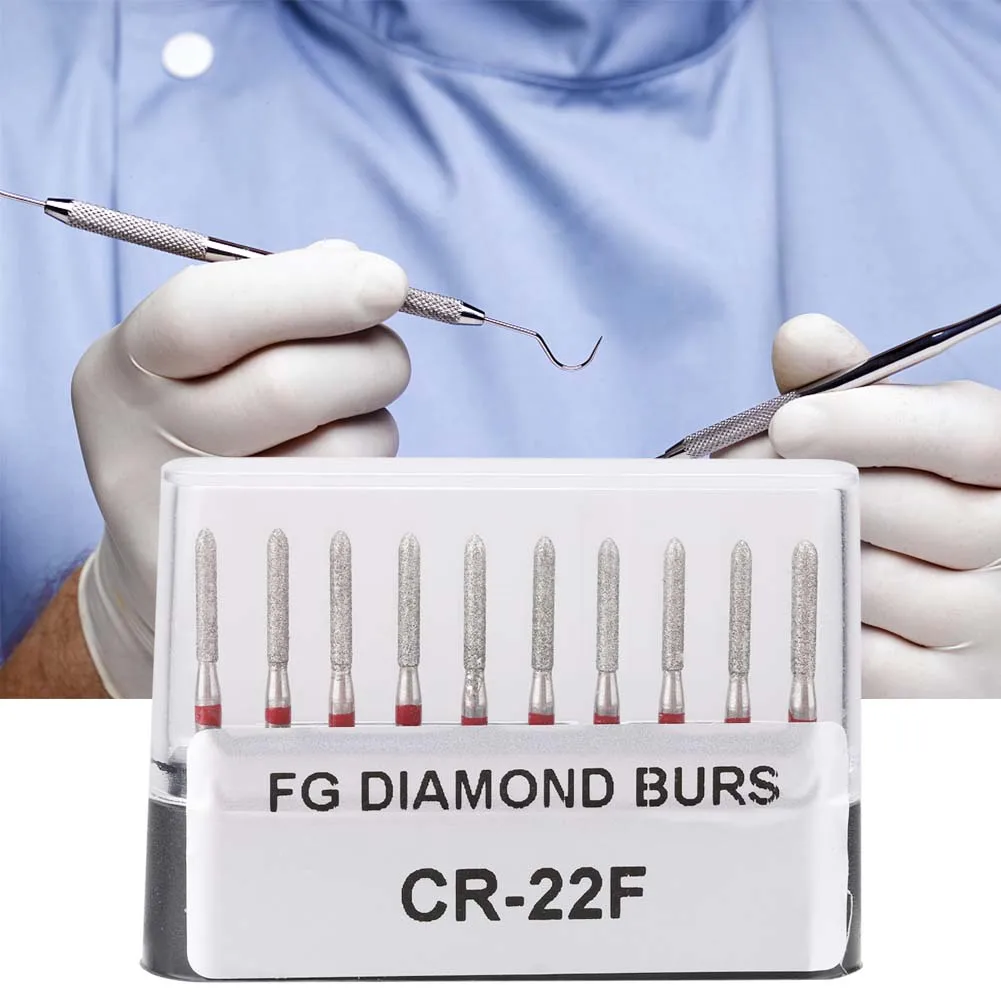 10Pcs Dental Diamond Bur Ball Round Stainless Steel Bur Dentistry Stainless Steel 1.6mm Round Handle Dental Equipment Accessoriy