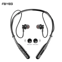 fbyeg wireless bluetooth headphone hd call hifi bass sweatproof magnetic earphone sport headset hanging neck with microphone