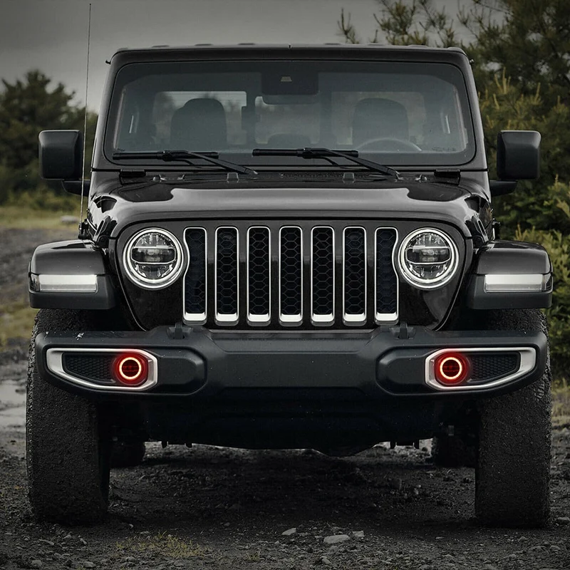 

4 Inch 60W LED Fog Lights Projector with RED Halo Ring DRL for Jeep JK/JL/JT Dodge Front Bumper Fog Lamps