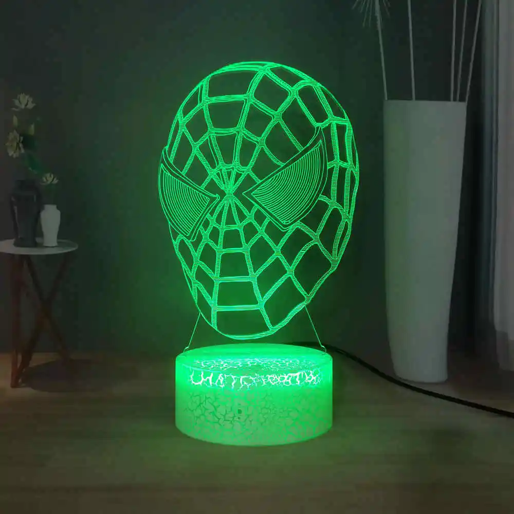 Настольная лампа с маской спайдермена светодиодный светильник Marvel Comic Superhero RGB 7