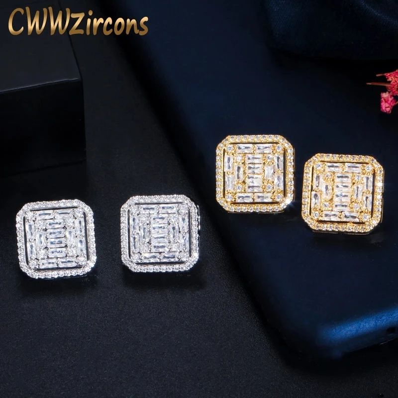 CWWZircons 2022 Новая мода кубический цирконий большие квадратные серьги-гвоздики для