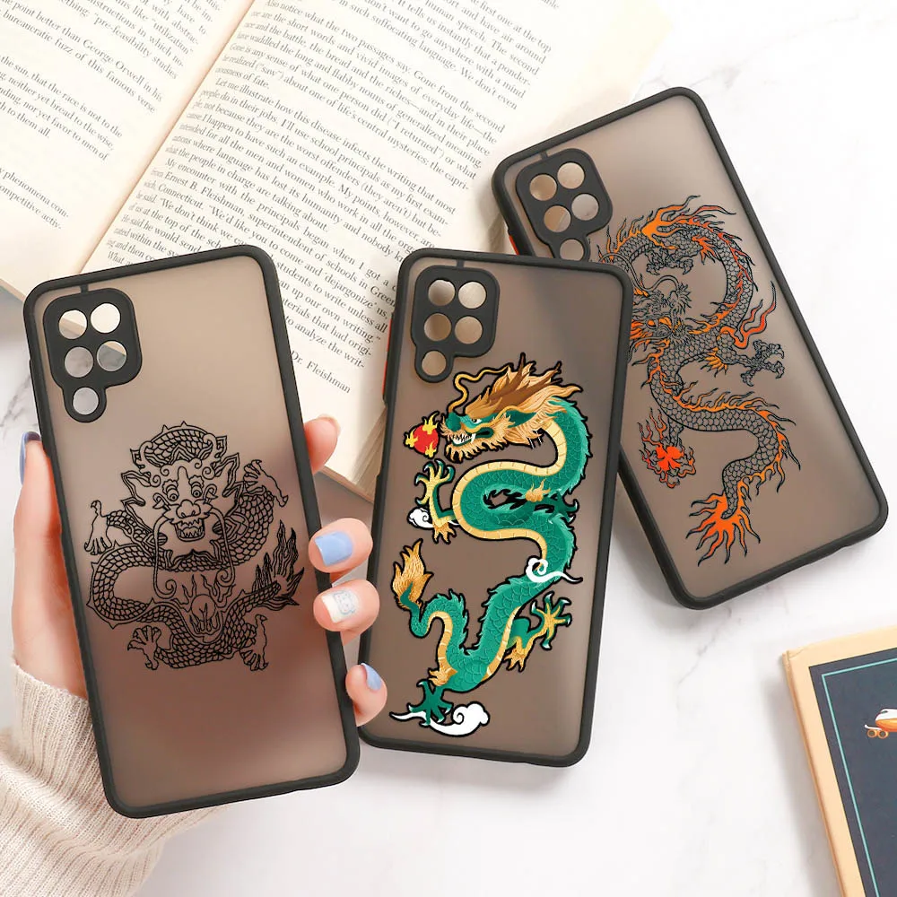 

For Xiaomi Redmi Note 9 Case Dragon Print Cover For Xiaomi Redmi Note 9 Pro Max Note 9S Note 9 Pro Matte Transparent Hard PC