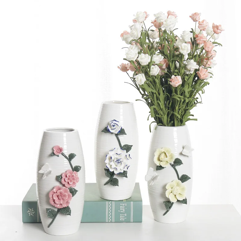 

Современные скандинавские украшения для дома, украшение для цветов ручной работы, глазурованные керамические белые вазы