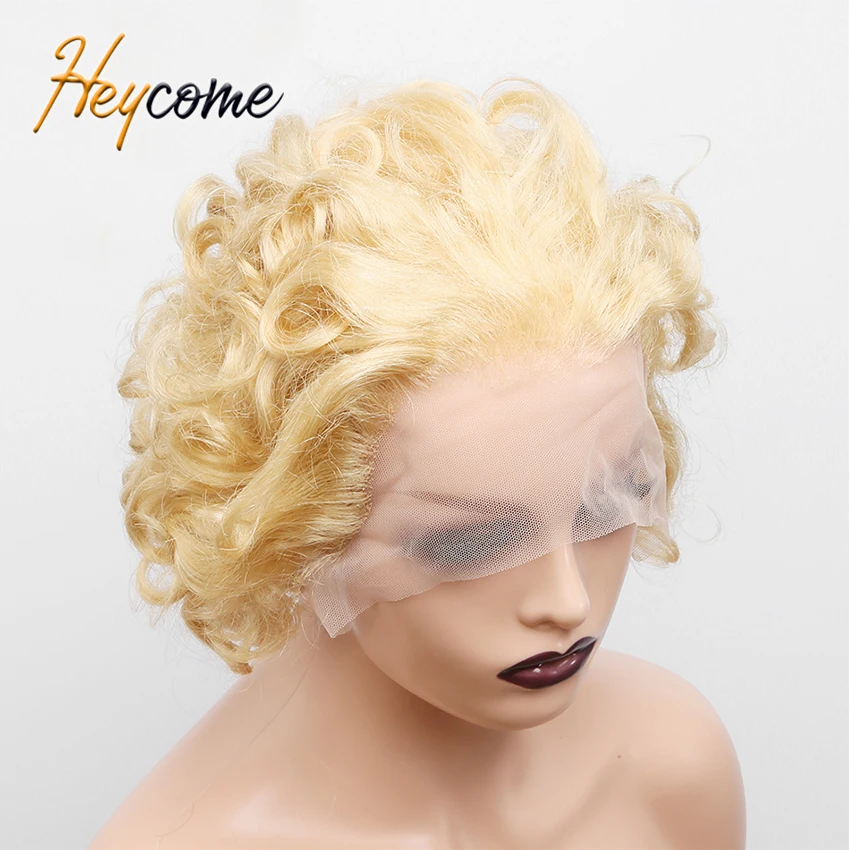 

Heycome 6 8 10 Inch 613 Blonde Deep Wave Short Pixie Cut Wig T Part Lace Frontal Human Hair Wig For Black Women 150 180 Density