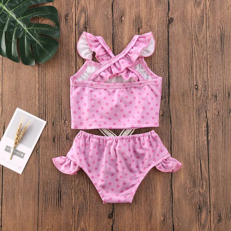 Розовый купальный костюм для новорожденных девочек из двух предметов бикини От 1